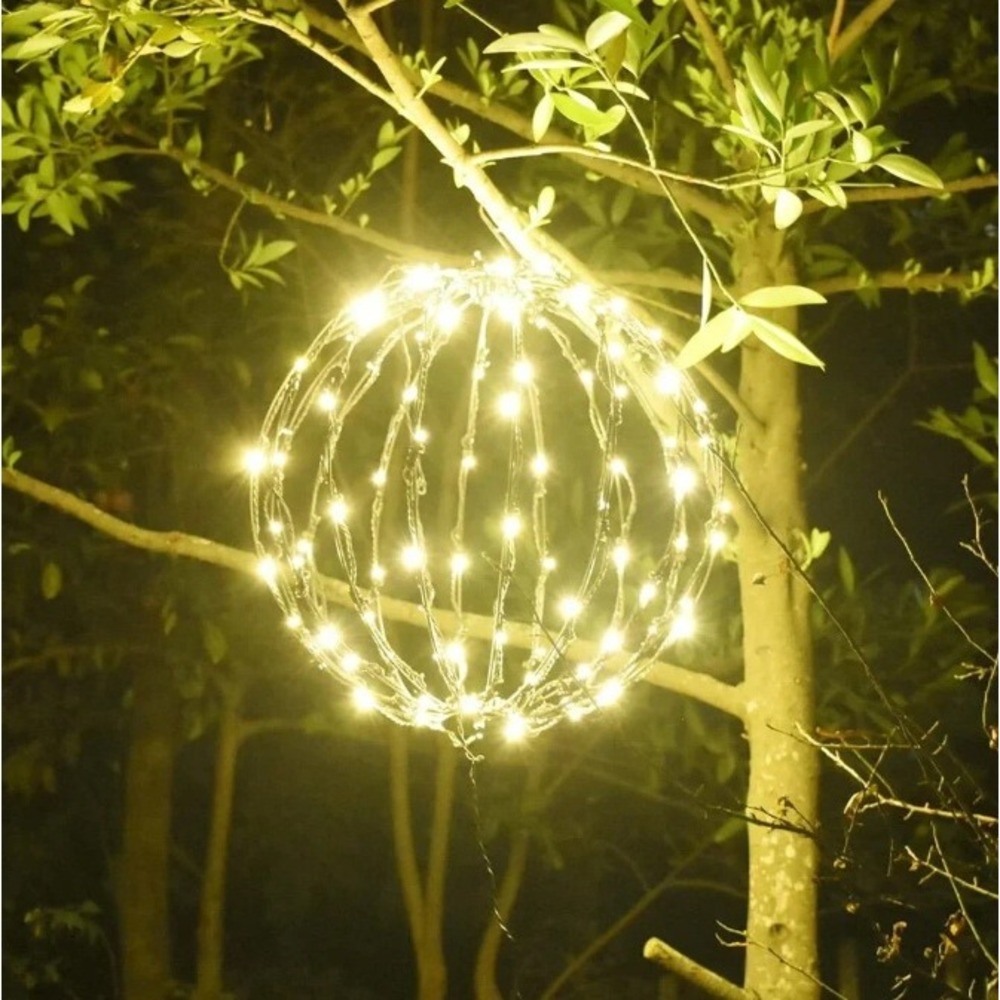 16 Inch LED Light Balls Hanging Tree Globe Light Festive Wedding White Fold Flat